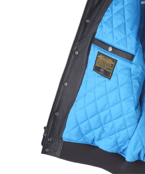 AVIREX（アヴィレックス）の「《REBUILD COLLECTION》ライオン ツートン バーシティ ジャケット / LION 2TONE VARSITY JACKET（スタジャン・メンズ・ネイビー・L/2XL/XL/M）」の4枚目の写真