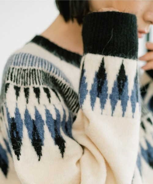 WHIMSIC（ウィムジック）の「【UNISEX】フェアアイルパターンニットプルオーバー（ニット/セーター・メンズ・ホワイト/ブラック/ネイビー・FREE）」の19枚目の写真
