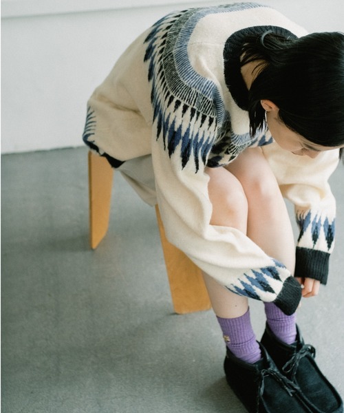 WHIMSIC（ウィムジック）の「【UNISEX】フェアアイルパターンニットプルオーバー（ニット/セーター・メンズ・ホワイト/ブラック/ネイビー・FREE）」の18枚目の写真