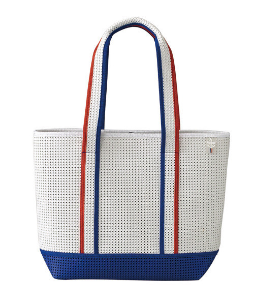 SPICE OF LIFE（スパイス オブ ライフ）の「ライトトートバッグ EVA軽量メッシュ トリコロール スポーツバッグ/ジムバッグ/エコバッグ（トートバッグ・レディース・ホワイト×ネイビー・ONE SIZE）」の7枚目の写真