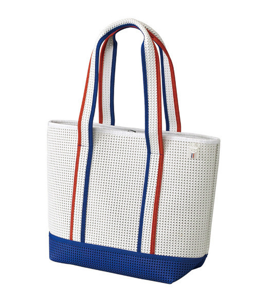 SPICE OF LIFE（スパイス オブ ライフ）の「ライトトートバッグ EVA軽量メッシュ トリコロール スポーツバッグ/ジムバッグ/エコバッグ（トートバッグ・レディース・ホワイト×ネイビー・ONE SIZE）」の9枚目の写真