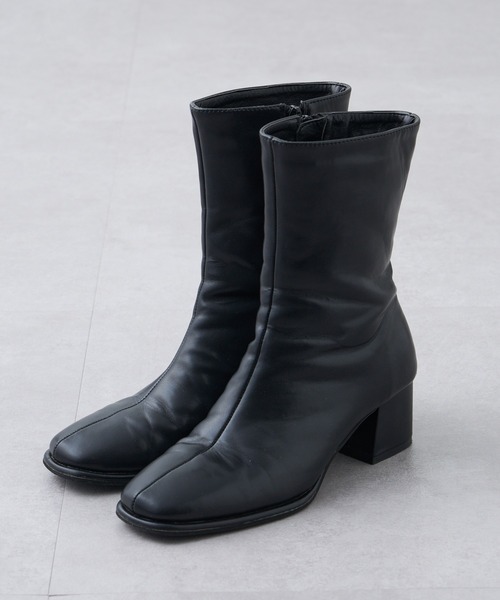 Kastane（カスタネ）の「スクエアミドルブーツ（ブーツ・レディース・ブラック/ブラウン・S/M/L）」の2枚目の写真