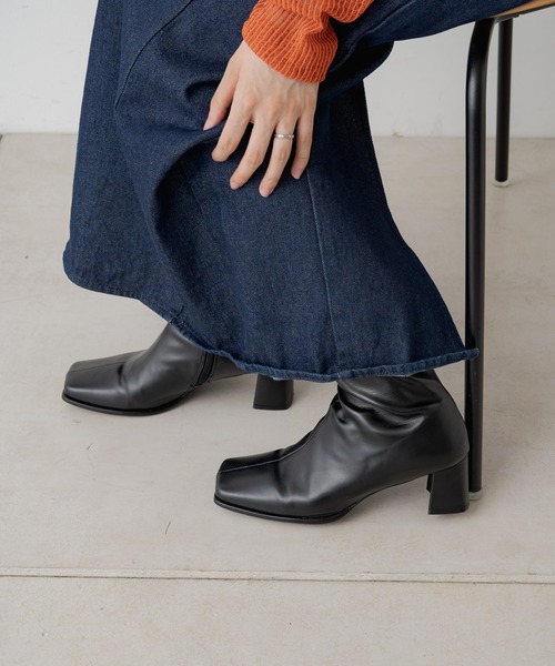 Kastane（カスタネ）の「スクエアミドルブーツ（ブーツ・レディース・ブラック/ブラウン・S/M/L）」の3枚目の写真