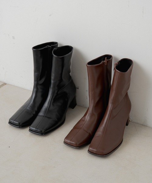 Kastane（カスタネ）の「スクエアミドルブーツ（ブーツ・レディース・ブラック/ブラウン・S/M/L）」の7枚目の写真