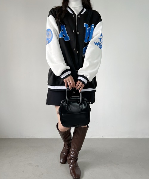 CLEA(クレア)の「ロゴプリントオーバーサイズスタジャン(スタジャン・レディース・ホワイト/ブルー・FREE)」の14枚目の写真