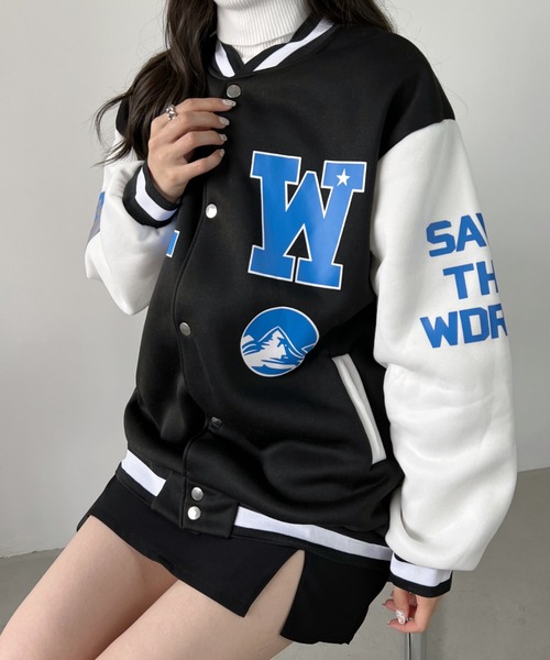 CLEA(クレア)の「ロゴプリントオーバーサイズスタジャン(スタジャン・レディース・ホワイト/ブルー・FREE)」の13枚目の写真