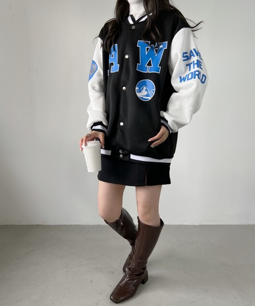 CLEA(クレア)の「ロゴプリントオーバーサイズスタジャン(スタジャン・レディース・ホワイト/ブルー・FREE)」の10枚目の写真