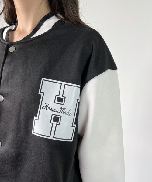 CLEA(クレア)の「ロゴプリントオーバーサイズスタジャン(スタジャン・レディース・ホワイト/ブルー・FREE)」の3枚目の写真