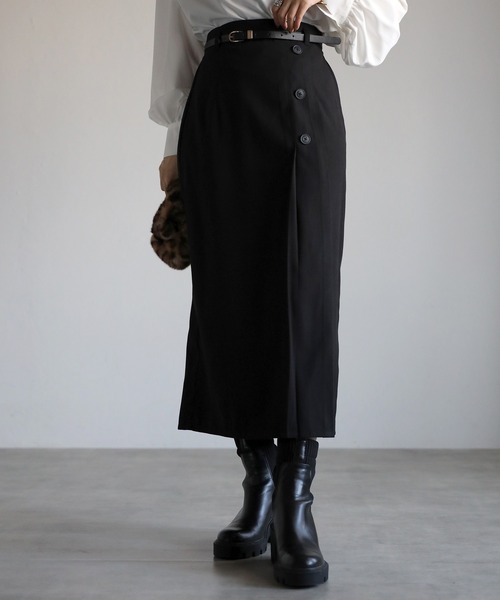 Yucca(ユッカ)の「ベルト付き3釦ナロウスカート(スカート・レディース・ダークグリーン/ブラック・MEDIUM/LARGE)」の17枚目の写真