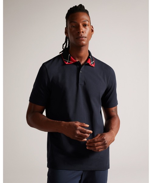 Ted Baker(テッドベーカー)の「LAMBA アーガイルカラー ポロシャツ(ポロシャツ・メンズ・ネイビー・2/4/3/5/1)」の1枚目の写真