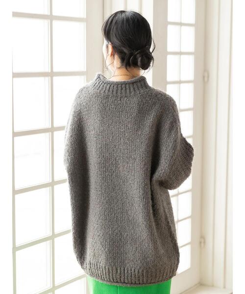 CRAFT STANDARD BOUTIQUE（クラフトスタンダードブティック）の「バスケット編スタンドネックチュニック　◆（ニット/セーター・レディース・チャコールグレー/ダークグリーン/ブラック/グレイッシュベージュ・FREE）」の11枚目の写真