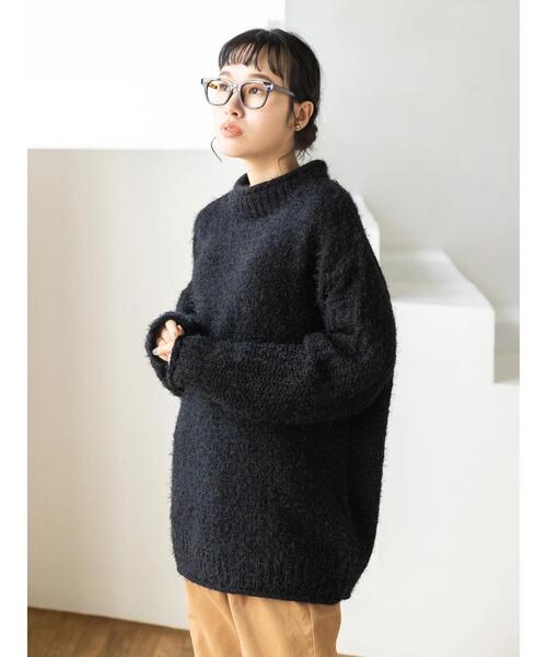 CRAFT STANDARD BOUTIQUE（クラフトスタンダードブティック）の「バスケット編スタンドネックチュニック　◆（ニット/セーター・レディース・チャコールグレー/ダークグリーン/ブラック/グレイッシュベージュ・FREE）」の16枚目の写真