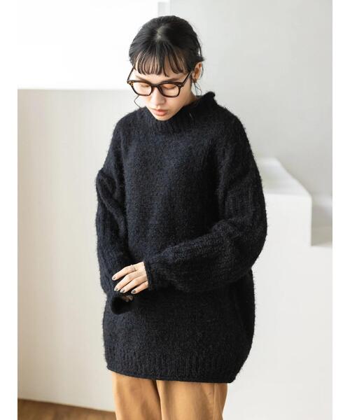 CRAFT STANDARD BOUTIQUE（クラフトスタンダードブティック）の「バスケット編スタンドネックチュニック　◆（ニット/セーター・レディース・チャコールグレー/ダークグリーン/ブラック/グレイッシュベージュ・FREE）」の17枚目の写真