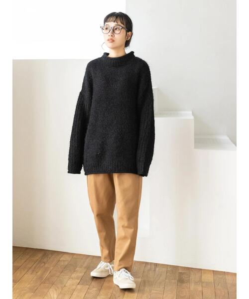 CRAFT STANDARD BOUTIQUE（クラフトスタンダードブティック）の「バスケット編スタンドネックチュニック　◆（ニット/セーター・レディース・チャコールグレー/ダークグリーン/ブラック/グレイッシュベージュ・FREE）」の18枚目の写真