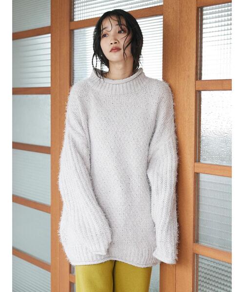 CRAFT STANDARD BOUTIQUE（クラフトスタンダードブティック）の「バスケット編スタンドネックチュニック　◆（ニット/セーター・レディース・チャコールグレー/ダークグリーン/ブラック/グレイッシュベージュ・FREE）」の20枚目の写真