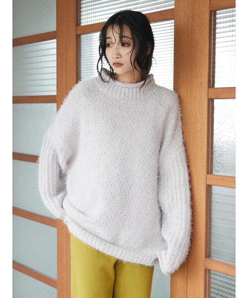 CRAFT STANDARD BOUTIQUE（クラフトスタンダードブティック）の「バスケット編スタンドネックチュニック　◆（ニット/セーター・レディース・チャコールグレー/ダークグリーン/ブラック/グレイッシュベージュ・FREE）」の21枚目の写真