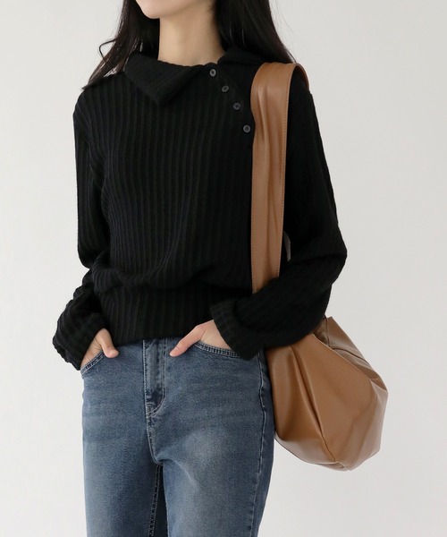 UNE MANSION（ユヌマンション）の「シャーリングバンドショルダーバッグ（ショルダーバッグ・レディース・ブラウン/ブラック/アイボリー・ONE SIZE）」の6枚目の写真