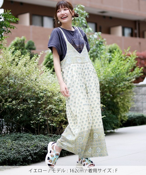 チチカカ（チチカカ）の「エコフレンドリー フロルブロックプリントサロペットパンツ（サロペット/オーバーオール・レディース・イエロー/ブルー/アイボリー・FREE）」の11枚目の写真