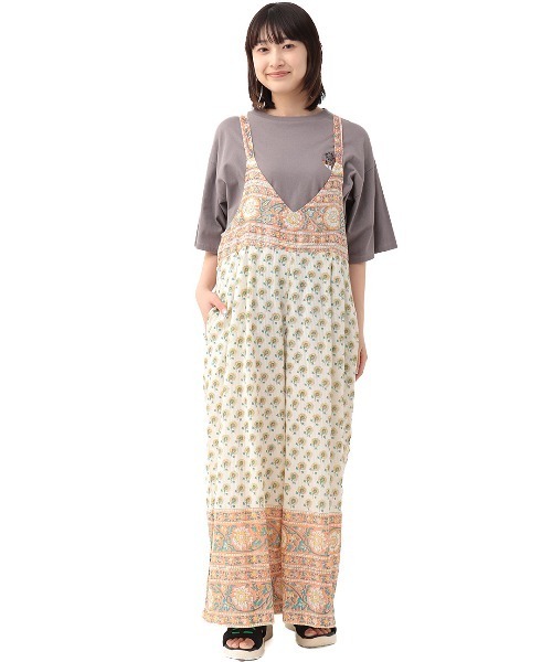 チチカカ（チチカカ）の「エコフレンドリー フロルブロックプリントサロペットパンツ（サロペット/オーバーオール・レディース・イエロー/ブルー/アイボリー・FREE）」の6枚目の写真