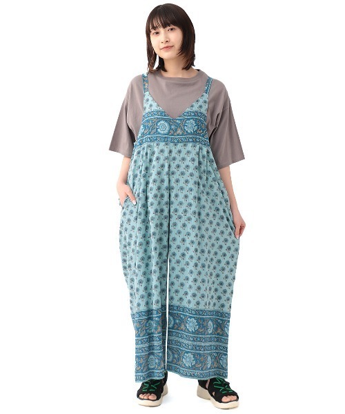 チチカカ（チチカカ）の「エコフレンドリー フロルブロックプリントサロペットパンツ（サロペット/オーバーオール・レディース・イエロー/ブルー/アイボリー・FREE）」の8枚目の写真