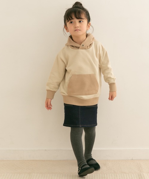 URBAN RESEARCH DOORS(アーバンリサーチドアーズ)の「配色裏毛ビッグフーディ(KIDS)(スウェット・キッズ・ベージュ/グレー・105/120/135)」の6枚目の写真