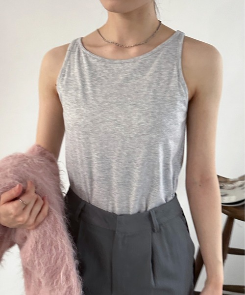 EPIMI E'PIMMY（エピミエピミー）の「カップ付きボーダータンク（タンクトップ・レディース・オートミール/ブラック/ブラック系その他/オフホワイト・MEDIUM）」の4枚目の写真