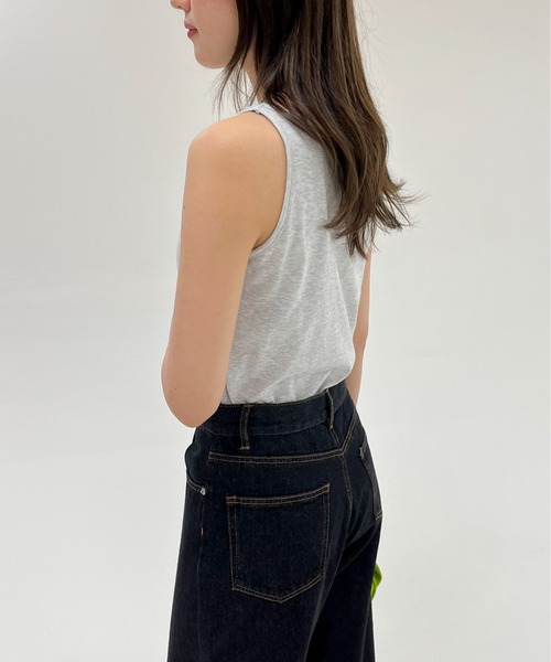 EPIMI E'PIMMY（エピミエピミー）の「カップ付きボーダータンク（タンクトップ・レディース・オートミール/ブラック/ブラック系その他/オフホワイト・MEDIUM）」の5枚目の写真