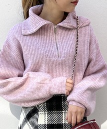 one way | メランジ片畦フロントファスナーニット(ニット/セーター)