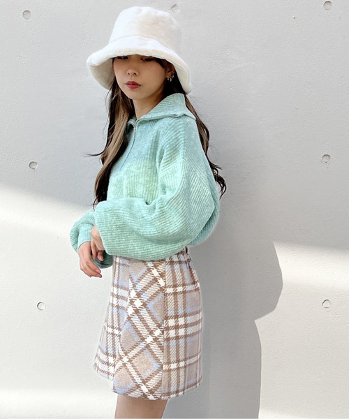 one way（ワンウェイ）の「メランジ片畦フロントファスナーニット（ニット/セーター・レディース・ライトグリーン/ホワイト/ライトブルー/ライトピンク・FREE）」の8枚目の写真