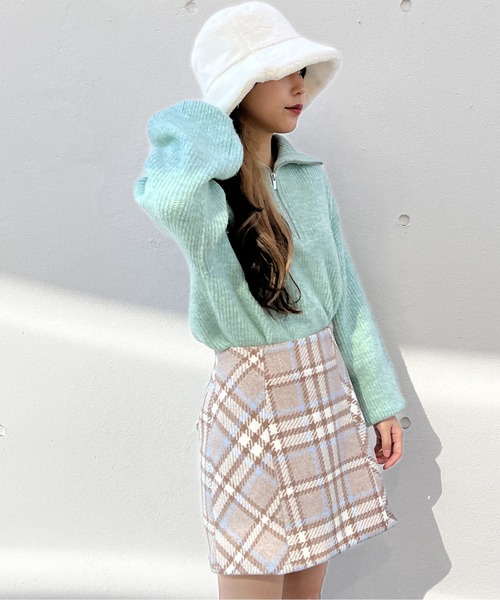 one way（ワンウェイ）の「メランジ片畦フロントファスナーニット（ニット/セーター・レディース・ライトグリーン/ホワイト/ライトブルー/ライトピンク・FREE）」の9枚目の写真