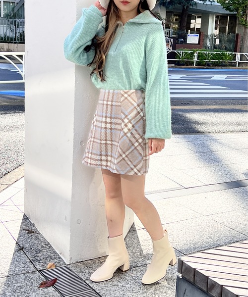 one way（ワンウェイ）の「メランジ片畦フロントファスナーニット（ニット/セーター・レディース・ライトグリーン/ホワイト/ライトブルー/ライトピンク・FREE）」の15枚目の写真