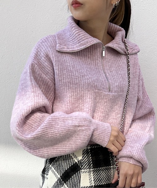 one way（ワンウェイ）の「メランジ片畦フロントファスナーニット（ニット/セーター・レディース・ライトグリーン/ホワイト/ライトブルー/ライトピンク・FREE）」の16枚目の写真