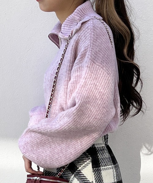 one way（ワンウェイ）の「メランジ片畦フロントファスナーニット（ニット/セーター・レディース・ライトグリーン/ホワイト/ライトブルー/ライトピンク・FREE）」の17枚目の写真