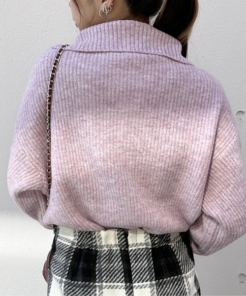 one way（ワンウェイ）の「メランジ片畦フロントファスナーニット（ニット/セーター・レディース・ライトグリーン/ホワイト/ライトブルー/ライトピンク・FREE）」の18枚目の写真