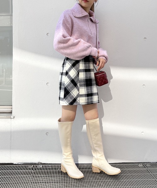 one way（ワンウェイ）の「メランジ片畦フロントファスナーニット（ニット/セーター・レディース・ライトグリーン/ホワイト/ライトブルー/ライトピンク・FREE）」の21枚目の写真