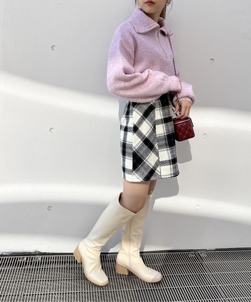 one way（ワンウェイ）の「メランジ片畦フロントファスナーニット（ニット/セーター・レディース・ライトグリーン/ホワイト/ライトブルー/ライトピンク・FREE）」の22枚目の写真