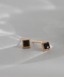 ANEMONE | ミル打ちフレーム天然石ピアス[K10](ピアス（両耳用）)