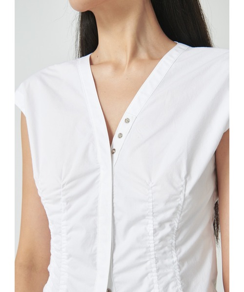トップス LowClassic LOW CLASSIC/ロウ クラシック】SEE-THROUGH BUTTON LOOP TOP