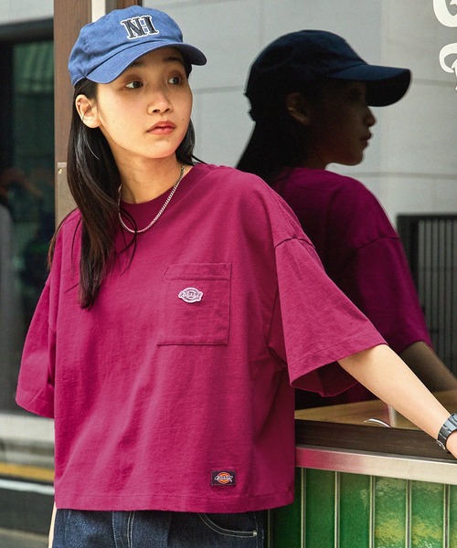 Dickies(ディッキーズ)の「Dickies/ディッキーズ ロゴ刺繍 ワイドショートポケット半袖Tシャツ(Tシャツ/カットソー・レディース・ホワイト/ブラック/ライム/グリーン/ピンク・L/M)」の5枚目の写真