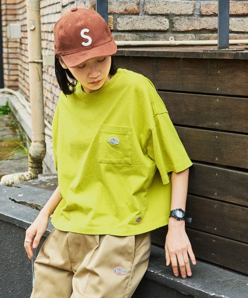 Dickies(ディッキーズ)の「Dickies/ディッキーズ ロゴ刺繍 ワイドショートポケット半袖Tシャツ(Tシャツ/カットソー・レディース・ホワイト/ブラック/ライム/グリーン/ピンク・L/M)」の22枚目の写真