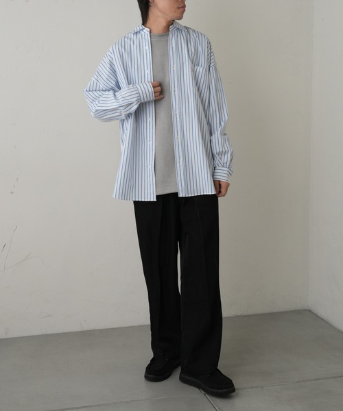 COLONY 2139（コロニートゥーワンスリーナイン）の「ブロードストライプBIGサイズレギュラーカラーシャツ（シャツ/ブラウス・メンズ・ホワイト/ブラック/ブルー・MEDIUM/LARGE/X-LARGE）」の9枚目の写真