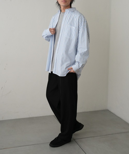 COLONY 2139（コロニートゥーワンスリーナイン）の「ブロードストライプBIGサイズレギュラーカラーシャツ（シャツ/ブラウス・メンズ・ホワイト/ブラック/ブルー・MEDIUM/LARGE/X-LARGE）」の12枚目の写真