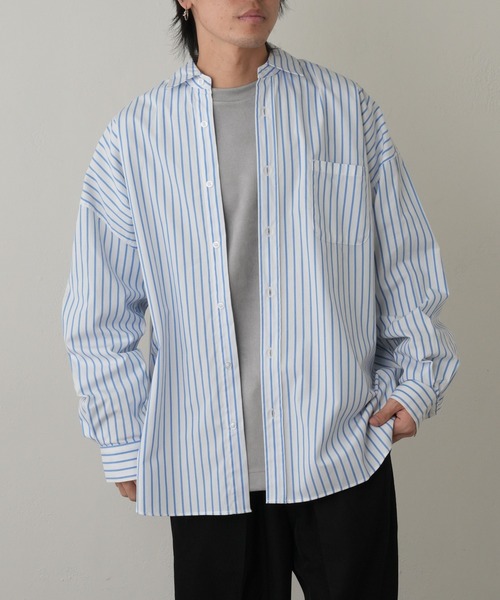 COLONY 2139（コロニートゥーワンスリーナイン）の「ブロードストライプBIGサイズレギュラーカラーシャツ（シャツ/ブラウス・メンズ・ホワイト/ブラック/ブルー・MEDIUM/LARGE/X-LARGE）」の4枚目の写真