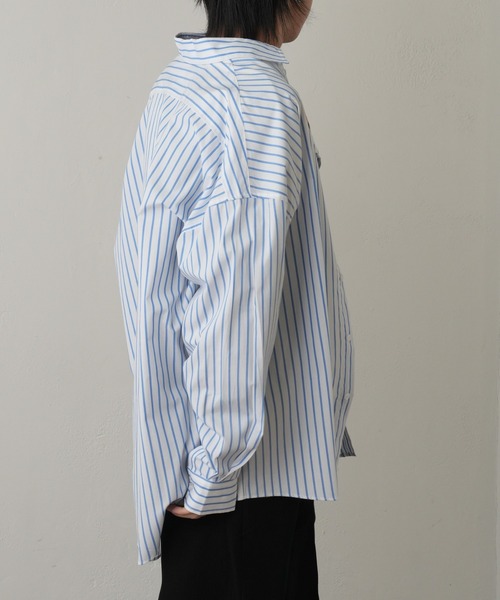 COLONY 2139（コロニートゥーワンスリーナイン）の「ブロードストライプBIGサイズレギュラーカラーシャツ（シャツ/ブラウス・メンズ・ホワイト/ブラック/ブルー・MEDIUM/LARGE/X-LARGE）」の5枚目の写真
