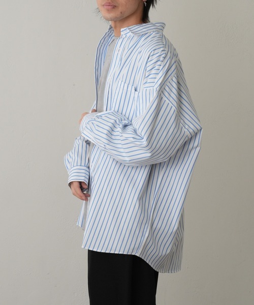 COLONY 2139（コロニートゥーワンスリーナイン）の「ブロードストライプBIGサイズレギュラーカラーシャツ（シャツ/ブラウス・メンズ・ホワイト/ブラック/ブルー・MEDIUM/LARGE/X-LARGE）」の7枚目の写真