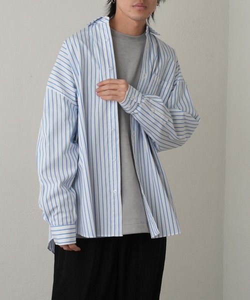 COLONY 2139（コロニートゥーワンスリーナイン）の「ブロードストライプBIGサイズレギュラーカラーシャツ（シャツ/ブラウス・メンズ・ホワイト/ブラック/ブルー・MEDIUM/LARGE/X-LARGE）」の8枚目の写真