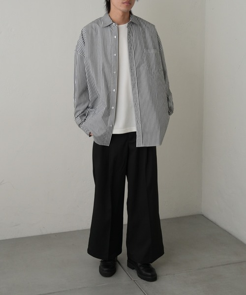 COLONY 2139（コロニートゥーワンスリーナイン）の「ブロードストライプBIGサイズレギュラーカラーシャツ（シャツ/ブラウス・メンズ・ホワイト/ブラック/ブルー・MEDIUM/LARGE/X-LARGE）」の22枚目の写真