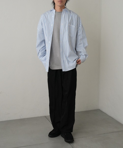 COLONY 2139（コロニートゥーワンスリーナイン）の「ブロードストライプBIGサイズレギュラーカラーシャツ（シャツ/ブラウス・メンズ・ホワイト/ブラック/ブルー・MEDIUM/LARGE/X-LARGE）」の13枚目の写真