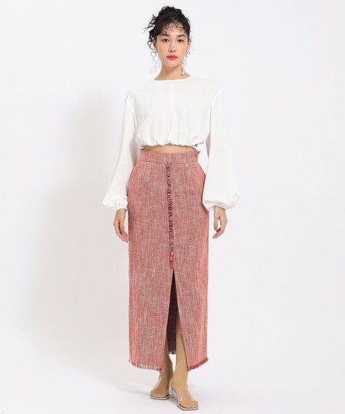 Ray BEAMS（レイビームス）の「Ray BEAMS / ツイード ロング タイトスカート（スカート・レディース・レッド/グリーン・0/1）」の13枚目の写真