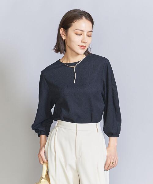 BEAUTY&YOUTH UNITED ARROWS(ビューティーアンドユースユナイテッドアローズ)の「楊柳 ラウンドヘム プルオーバー -ウォッシャブル-(Tシャツ/カットソー・レディース・ネイビー/ベージュ/オフホワイト・FREE)」の1枚目の写真
